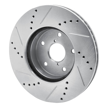 R1 Concepts R1 15-19 Subaru Legacy Front Right Drilled & Slotted Silver Brake Rotor