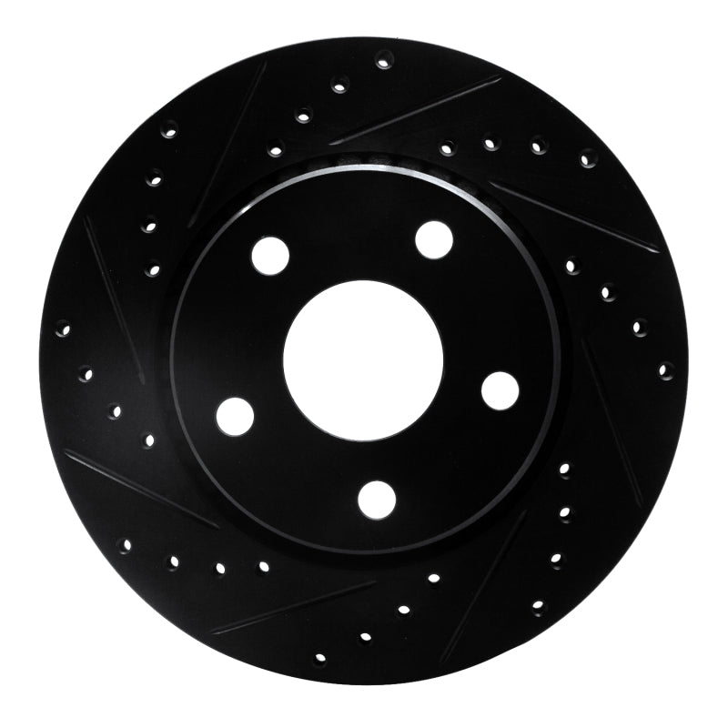 R1 Concepts R1 07-18 Jeep Wrangler Front Left Drilled & Slotted Black Brake Rotor
