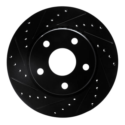 R1 Concepts R1 07-18 Jeep Wrangler Front Left Drilled & Slotted Black Brake Rotor