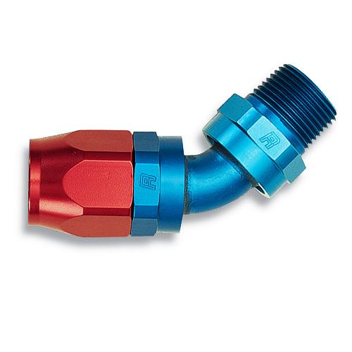 Russell Performance -10 AN Red/Blue 90 Deg Full Flow Swivel Pipe Thread Hose End (With 3/8in NPT)