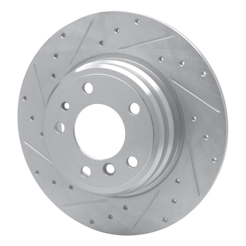 R1 Concepts R1 91-01 BMW 850CSI Rear Left Drilled & Slotted Silver Brake Rotor