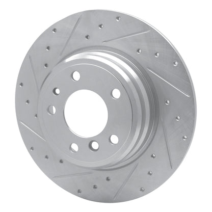 R1 Concepts R1 91-01 BMW 850CSI Rear Left Drilled & Slotted Silver Brake Rotor