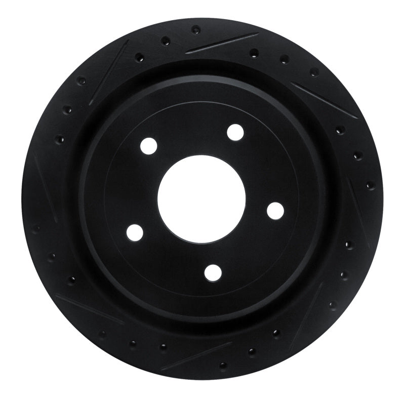 R1 Concepts R1 97-13 Cadillac XLR Rear Left Drilled & Slotted Black Brake Rotor