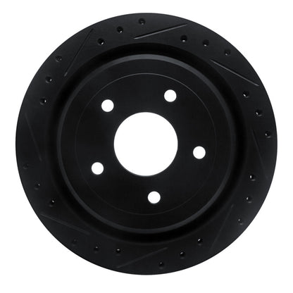 R1 Concepts R1 97-13 Cadillac XLR Rear Left Drilled & Slotted Black Brake Rotor