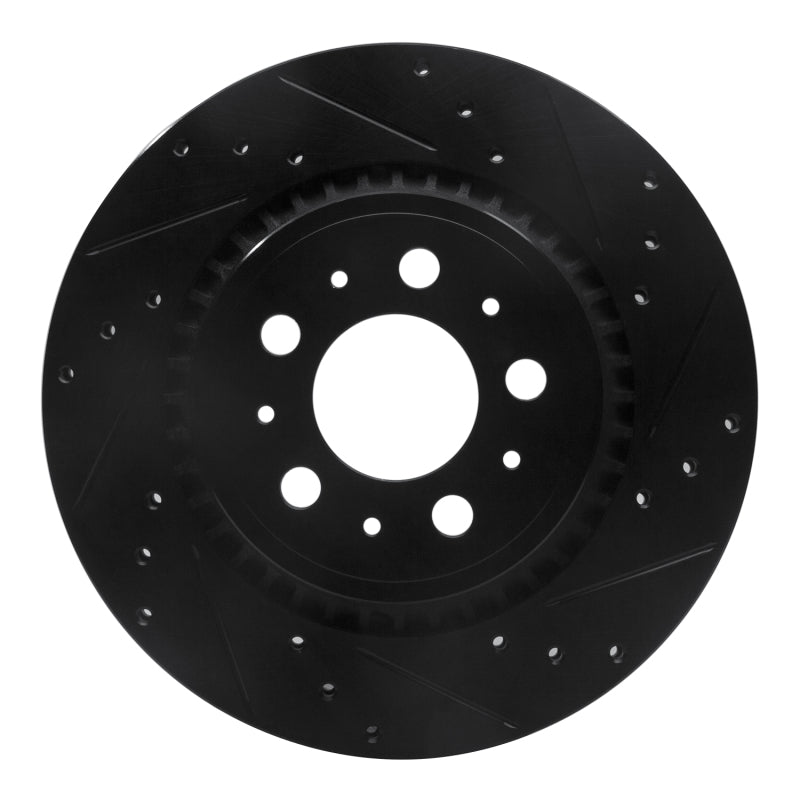 R1 Concepts R1 03-14 Volvo XC90 Rear Right Drilled & Slotted Black Brake Rotor