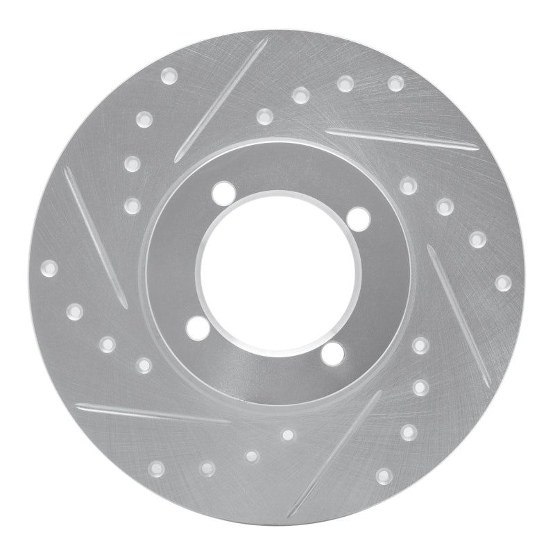 R1 Concepts R1 74-79 Lotus Eclat Front Left Drilled & Slotted Silver Brake Rotor