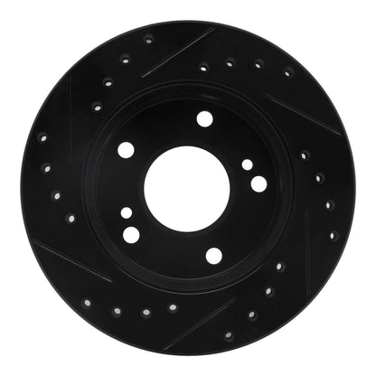 R1 Concepts R1 94-96 Nissan 240SX Front Right Drilled & Slotted Black Brake Rotor