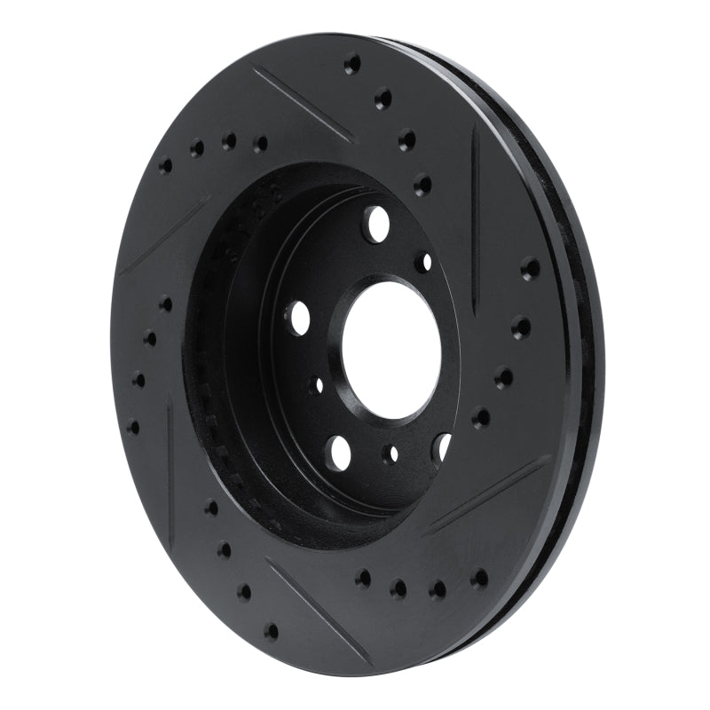 R1 Concepts R1 83-86 Toyota Camry Front Left Drilled & Slotted Black Brake Rotor