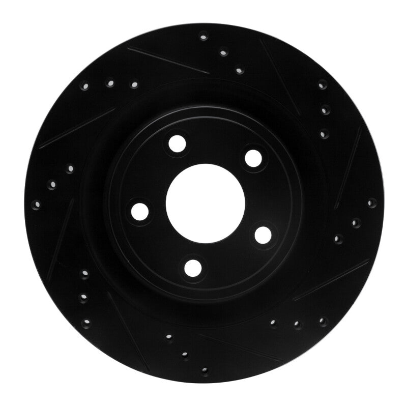 R1 Concepts R1 06-08 Jaguar S-Type Rear Right Drilled & Slotted Black Brake Rotor