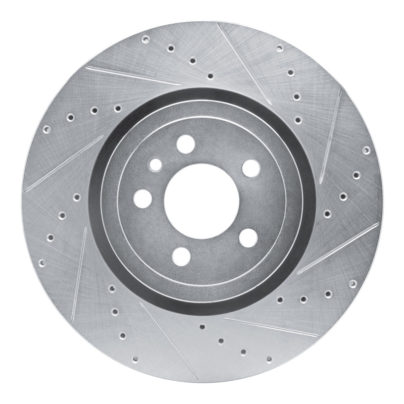 R1 Concepts R1 14-23 Dodge Charger Front Right Drilled & Slotted Silver Brake Rotor