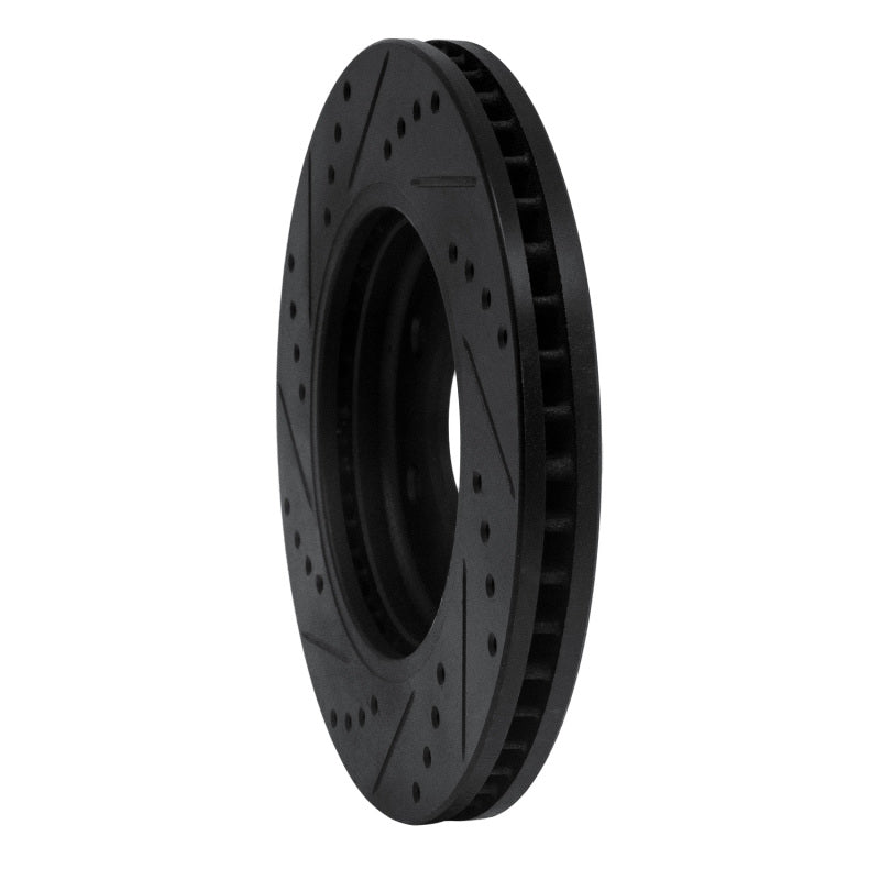 R1 Concepts R1 05-21 Nissan Frontier Front Right Drilled & Slotted Black Brake Rotor