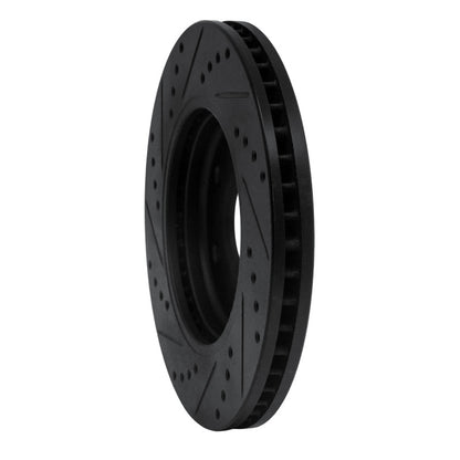 R1 Concepts R1 05-21 Nissan Frontier Front Right Drilled & Slotted Black Brake Rotor