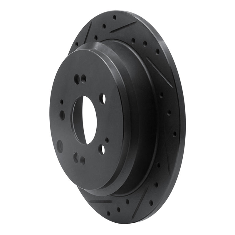 R1 Concepts R1 05-10 Honda Odyssey Rear Left Drilled & Slotted Black Brake Rotor