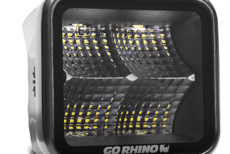 Go Rhino Xplor Blackout Series Cube LED Flood Light Kit (Surface/Threaded Stud Mnt) 2x2 - Blk (Pair)