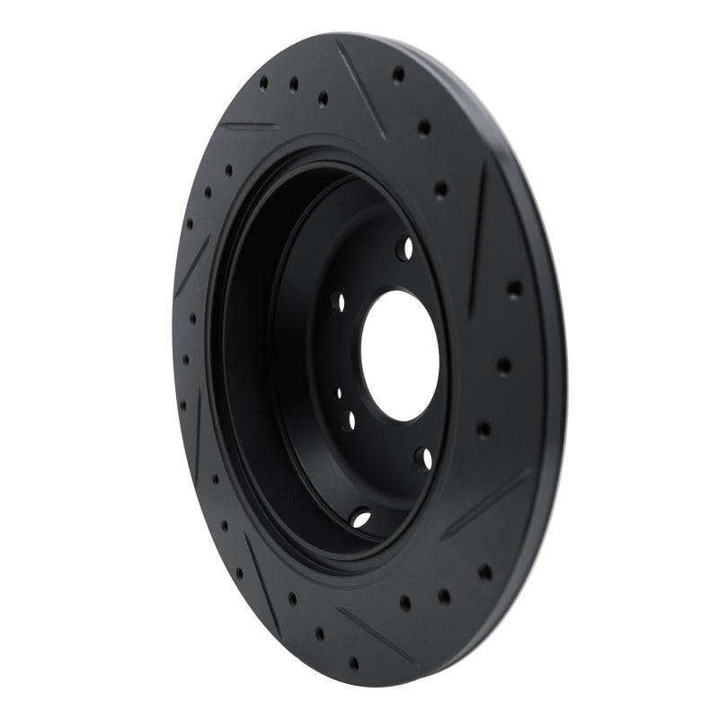 R1 Concepts R1 09-20 Genesis G80 Rear Left Drilled & Slotted Black Brake Rotor
