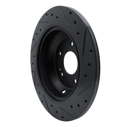 R1 Concepts R1 09-20 Genesis G80 Rear Left Drilled & Slotted Black Brake Rotor