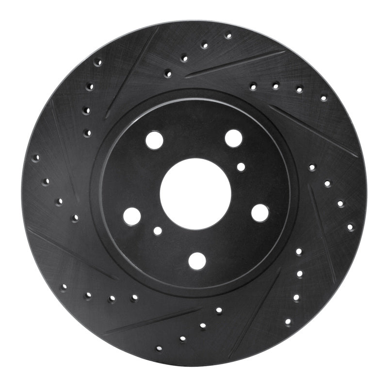 R1 Concepts R1 86-92 Toyota Supra Front Left Drilled & Slotted Black Brake Rotor