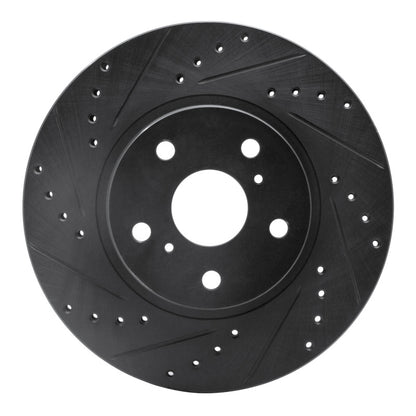 R1 Concepts R1 86-92 Toyota Supra Front Left Drilled & Slotted Black Brake Rotor