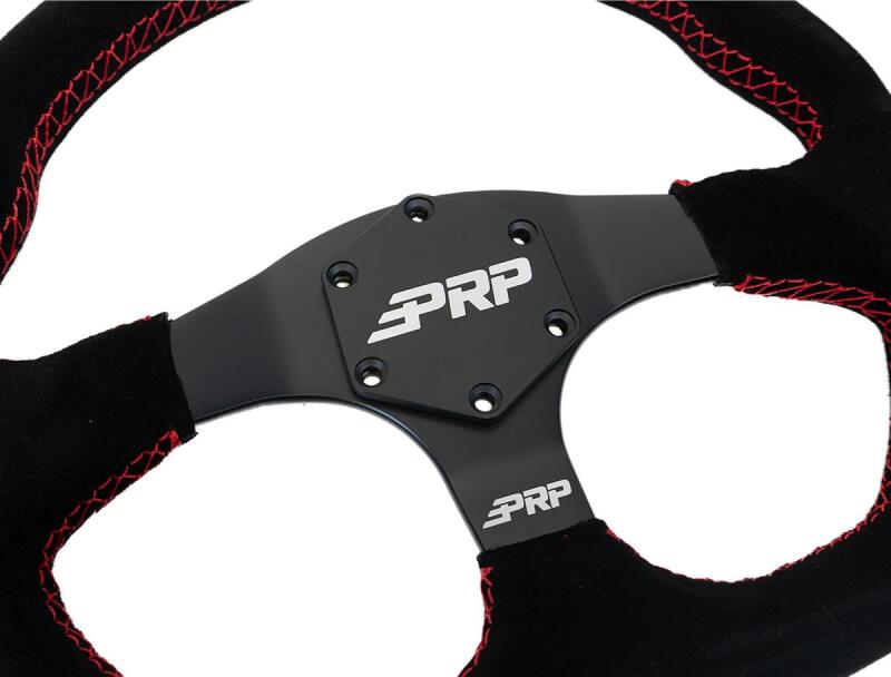 PRP Seats PRP Comp-R D-Shape Suede Steering Wheel - Red