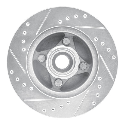 R1 Concepts R1 87-93 Ford Mustang Front Right Drilled & Slotted Silver Brake Rotor