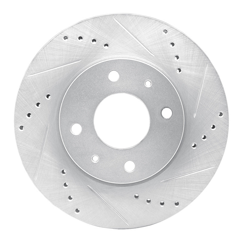 R1 Concepts R1 04-04 Mitsubishi Lancer Front Right Drilled & Slotted Silver Brake Rotor