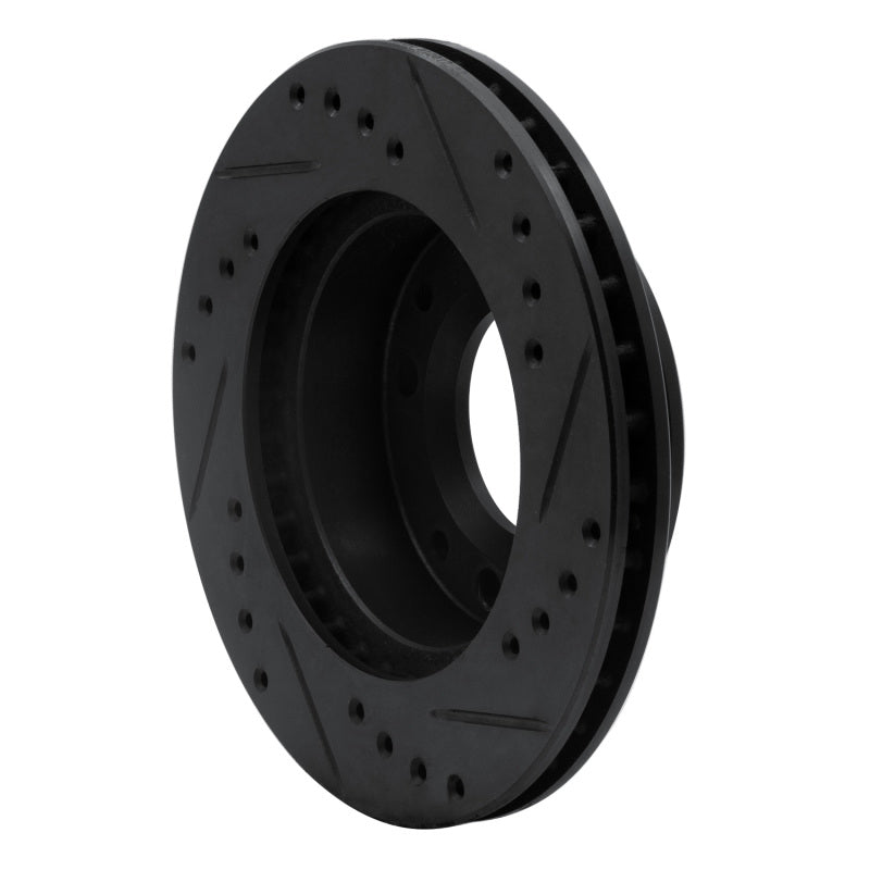 R1 Concepts R1 86-88 Mazda RX-7 Front Left Drilled & Slotted Black Brake Rotor