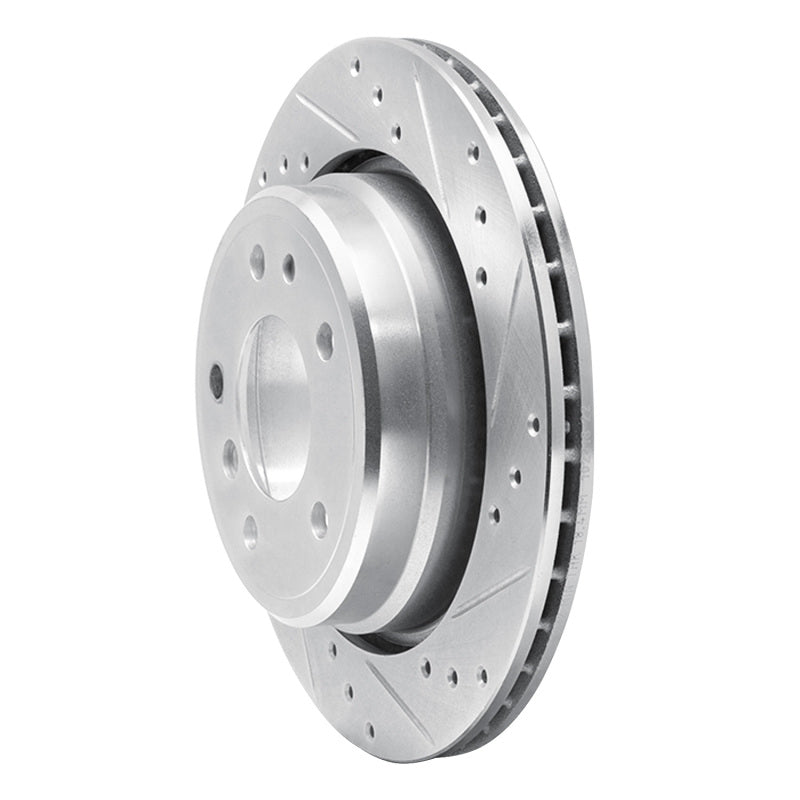 R1 Concepts R1 91-95 BMW 540I Rear Right Drilled & Slotted Silver Brake Rotor