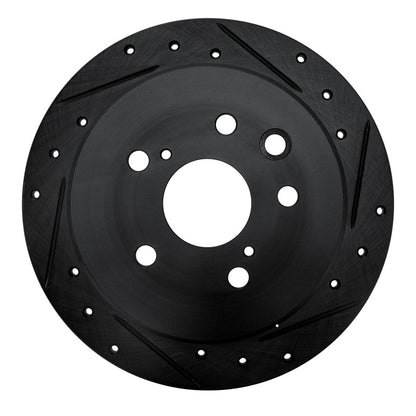 R1 Concepts R1 06-15 Lexus IS250 Rear Right Drilled & Slotted Black Brake Rotor