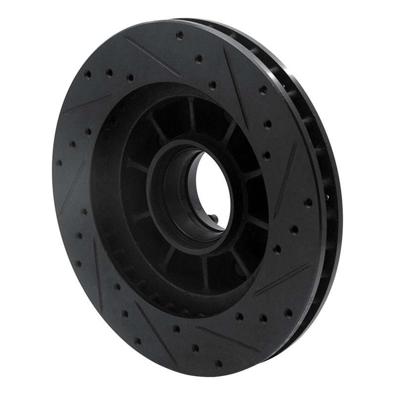 R1 Concepts R1 86-88 Ford Bronco Front Left Drilled & Slotted Black Brake Rotor