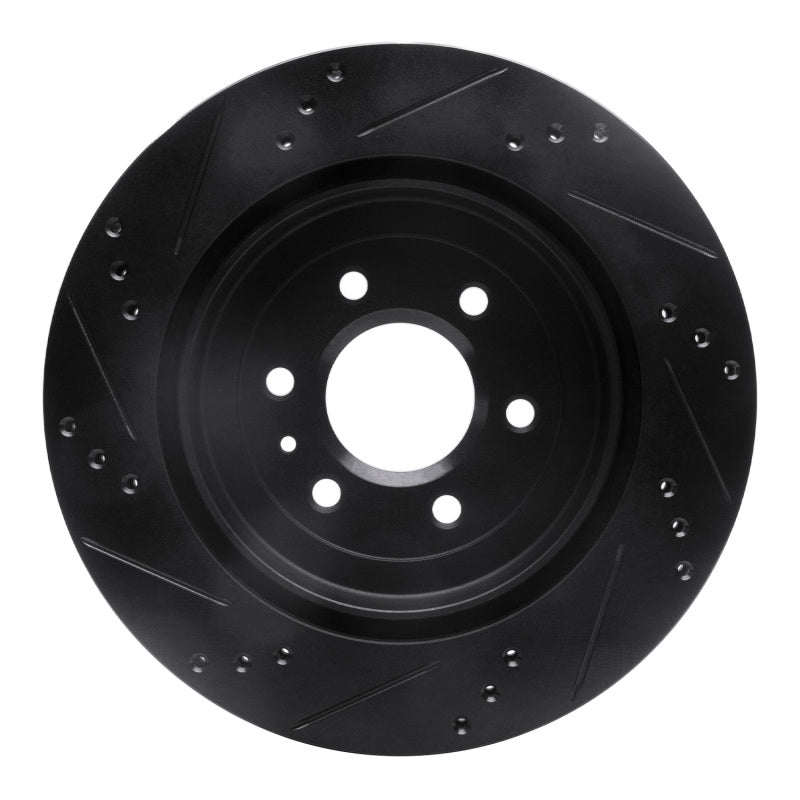 R1 Concepts R1 04-09 Cadillac SRX Rear Right Drilled & Slotted Black Brake Rotor