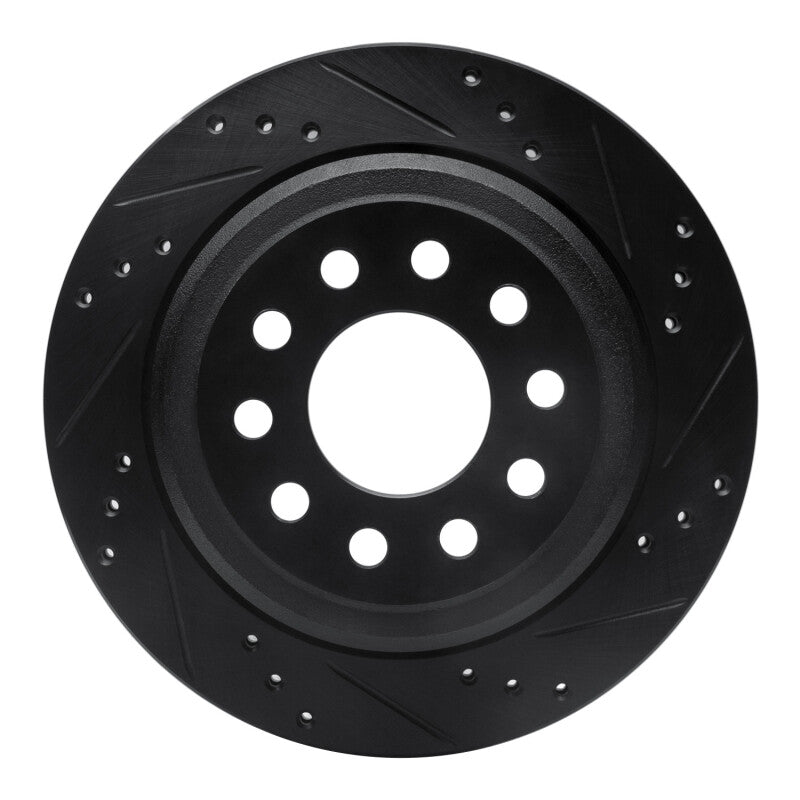 R1 Concepts R1 03-11 Lincoln Town Car Rear Right Drilled & Slotted Black Brake Rotor