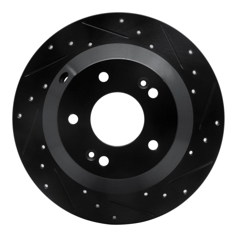 R1 Concepts R1 10-21 Hyundai Santa Fe XL Rear Right Drilled & Slotted Black Brake Rotor