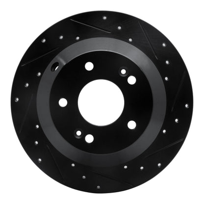 R1 Concepts R1 10-21 Hyundai Santa Fe XL Rear Right Drilled & Slotted Black Brake Rotor