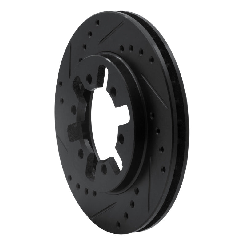 R1 Concepts R1 85-97 Nissan 720 DATSUN Front Left Drilled & Slotted Black Brake Rotor