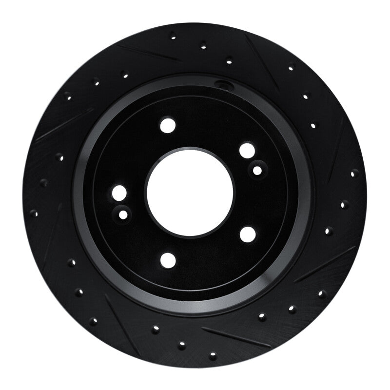 R1 Concepts R1 09-20 Genesis G80 Rear Right Drilled & Slotted Black Brake Rotor