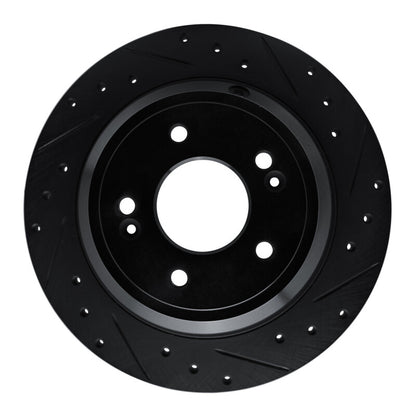 R1 Concepts R1 09-20 Genesis G80 Rear Right Drilled & Slotted Black Brake Rotor