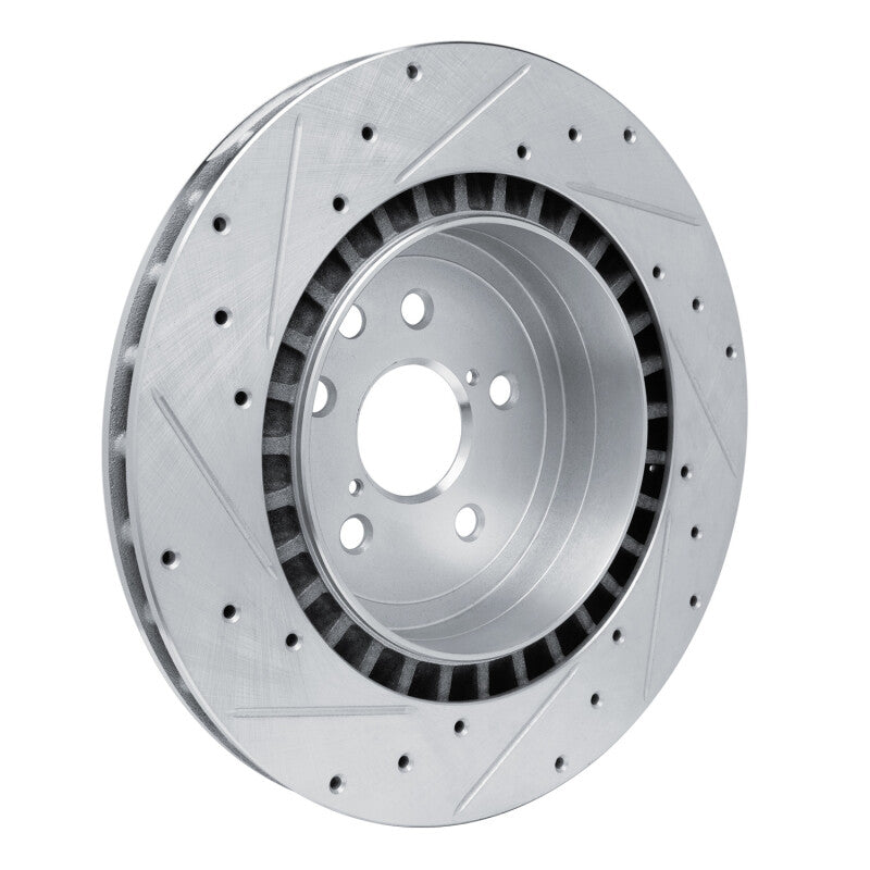 R1 Concepts R1 08-14 Lexus IS F Rear Right Drilled & Slotted Silver Brake Rotor