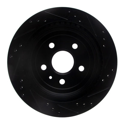R1 Concepts R1 08-19 Cadillac CTS Rear Left Drilled & Slotted Black Brake Rotor