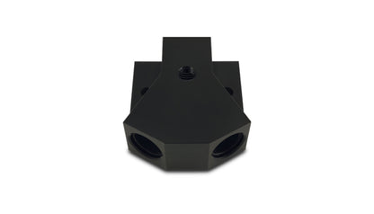 Vibrant Billet Aluminum Y-Block Fitting with 1/8in NPT Port -8AN x Dual -8AN ORB
