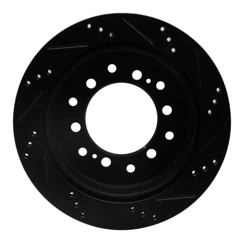 R1 Concepts R1 2010-2024 Lexus GX460 Rear Left Drilled & Slotted Black Brake Rotor