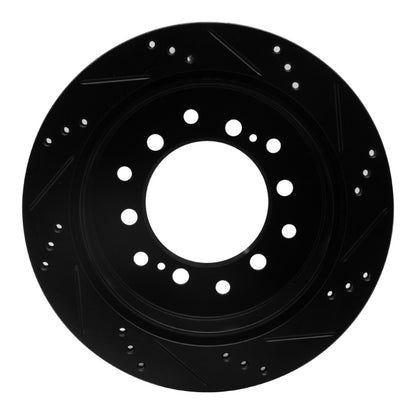 R1 Concepts R1 2010-2024 Lexus GX460 Rear Left Drilled & Slotted Black Brake Rotor