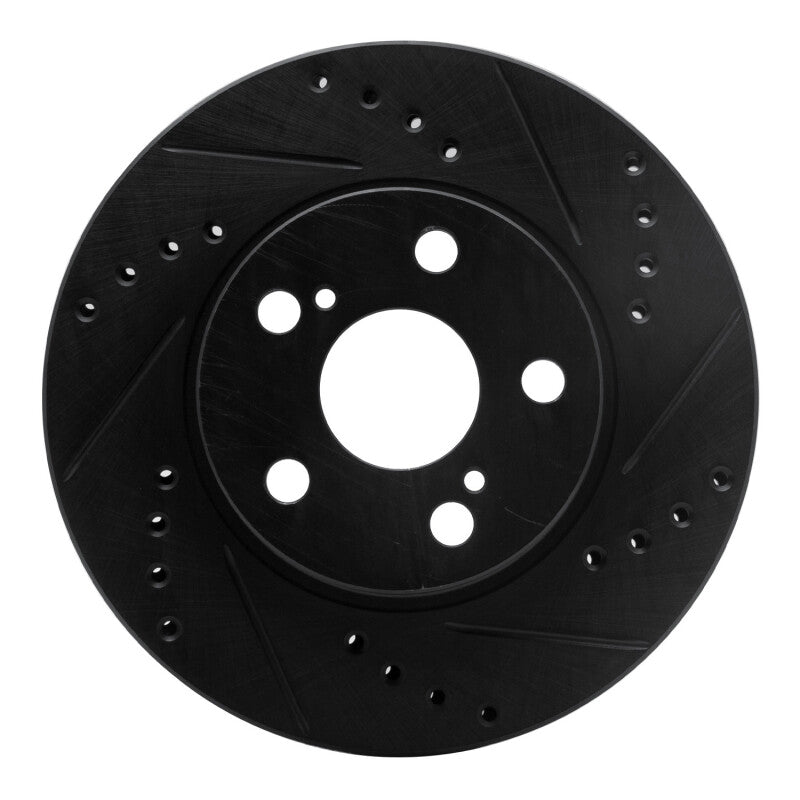 R1 Concepts R1 04-09 Toyota Prius Front Right Drilled & Slotted Black Brake Rotor