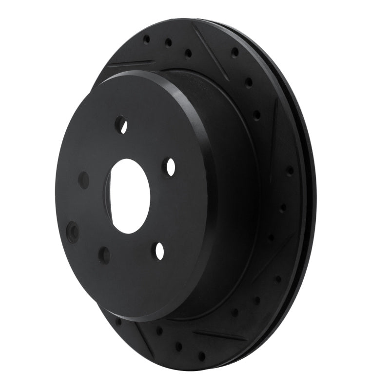 R1 Concepts R1 86-97 Toyota Previa Rear Right Drilled & Slotted Black Brake Rotor