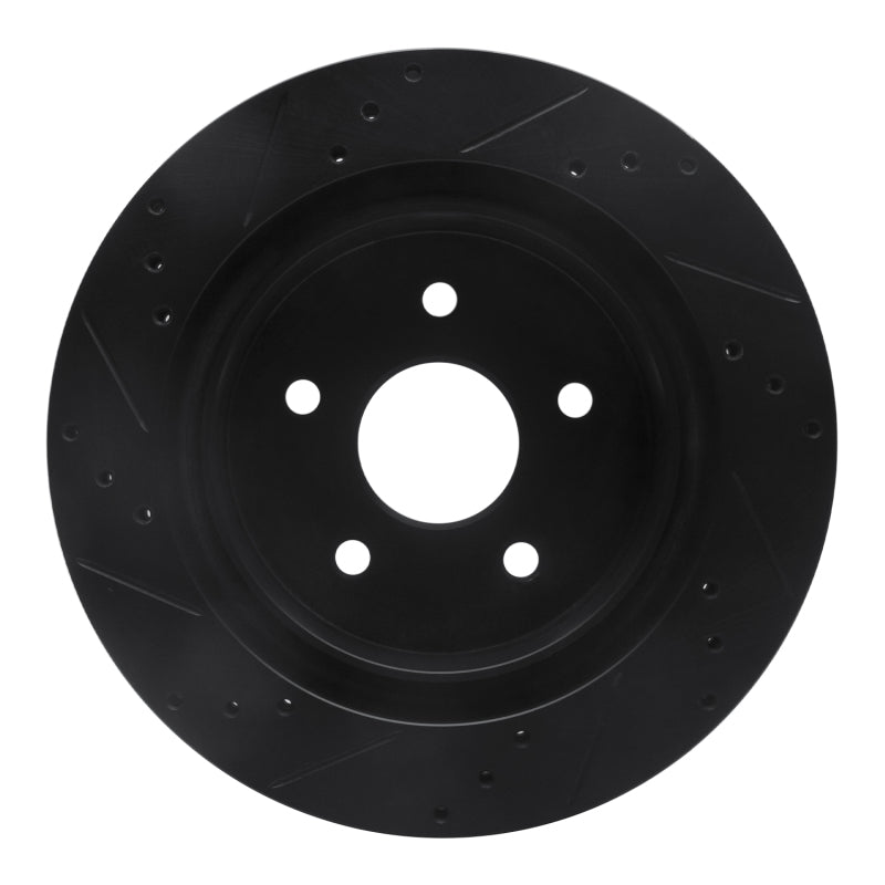 R1 Concepts R1 04-06 Dodge Ram 1500 Pickup Rear Right Drilled & Slotted Black Brake Rotor