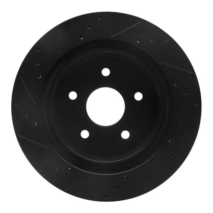R1 Concepts R1 04-06 Dodge Ram 1500 Pickup Rear Right Drilled & Slotted Black Brake Rotor