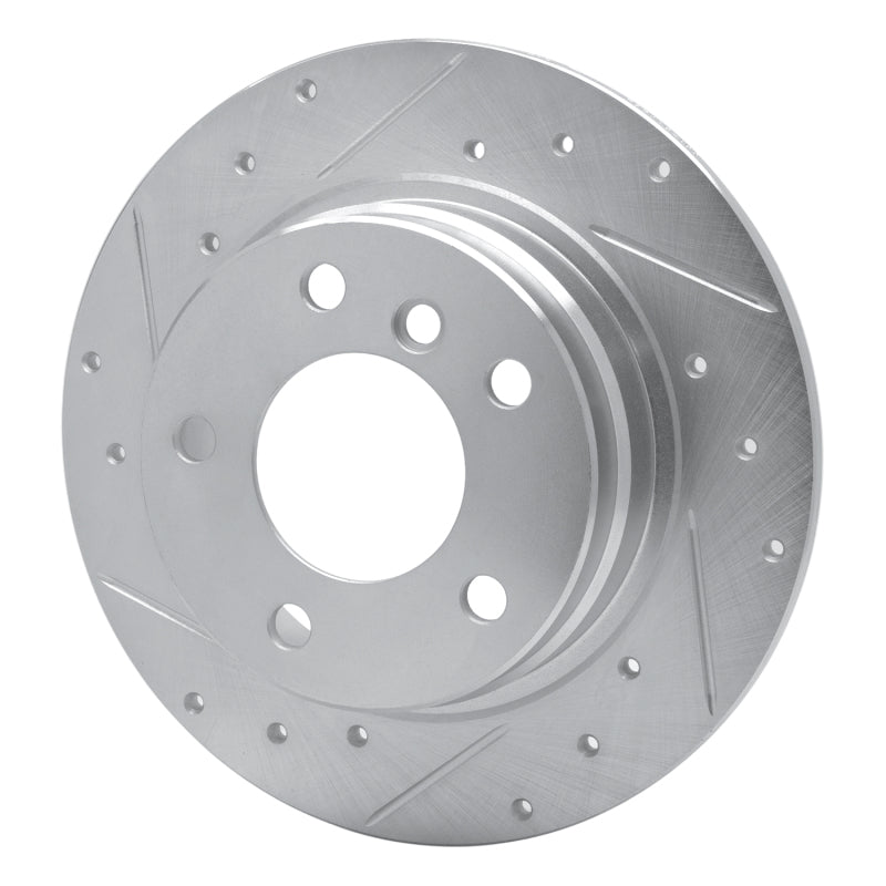 R1 Concepts R1 91-99 BMW 323I Rear Left Drilled & Slotted Silver Brake Rotor