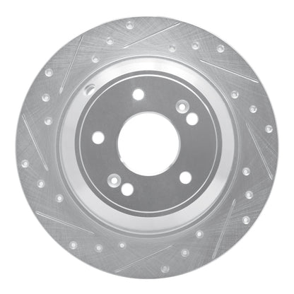 R1 Concepts R1 18-23 Genesis G70 Rear Left Drilled & Slotted Silver Brake Rotor