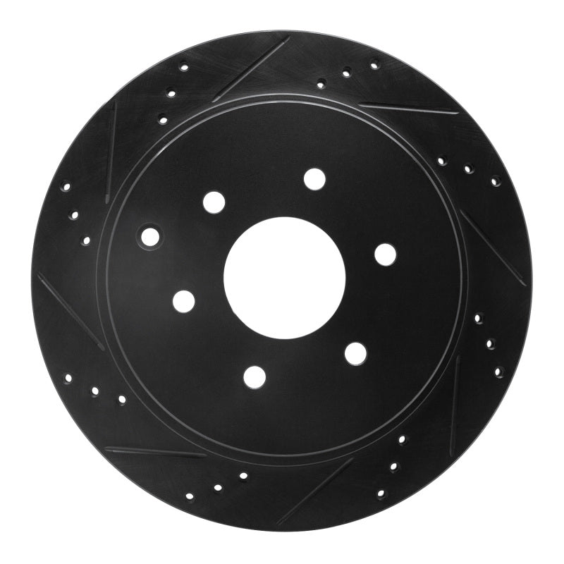 R1 Concepts R1 10-24 Infiniti QX56 Rear Left Drilled & Slotted Black Brake Rotor