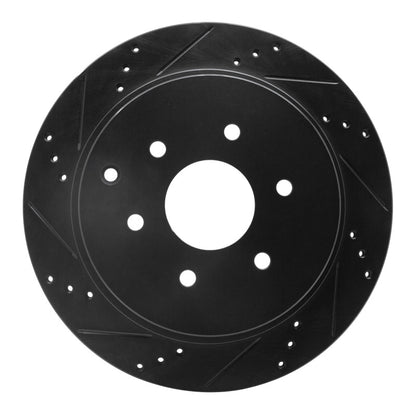 R1 Concepts R1 10-24 Infiniti QX56 Rear Left Drilled & Slotted Black Brake Rotor