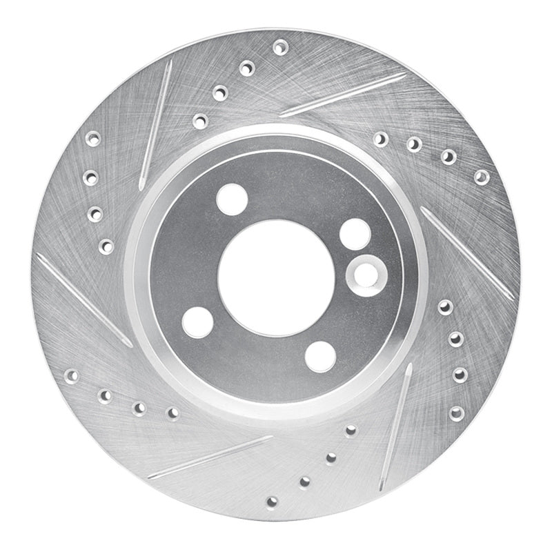 R1 Concepts R1 07-15 Mini Cooper Clubman Front Left Drilled & Slotted Silver Brake Rotor